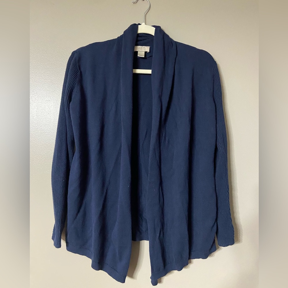 LOFT Deep Blue Knit Cardigan